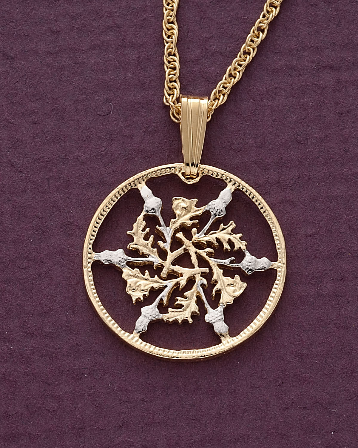 Great Britain Pendant & Necklace British 6 Pence Hand Cut, 3/4″ diameter, # 129