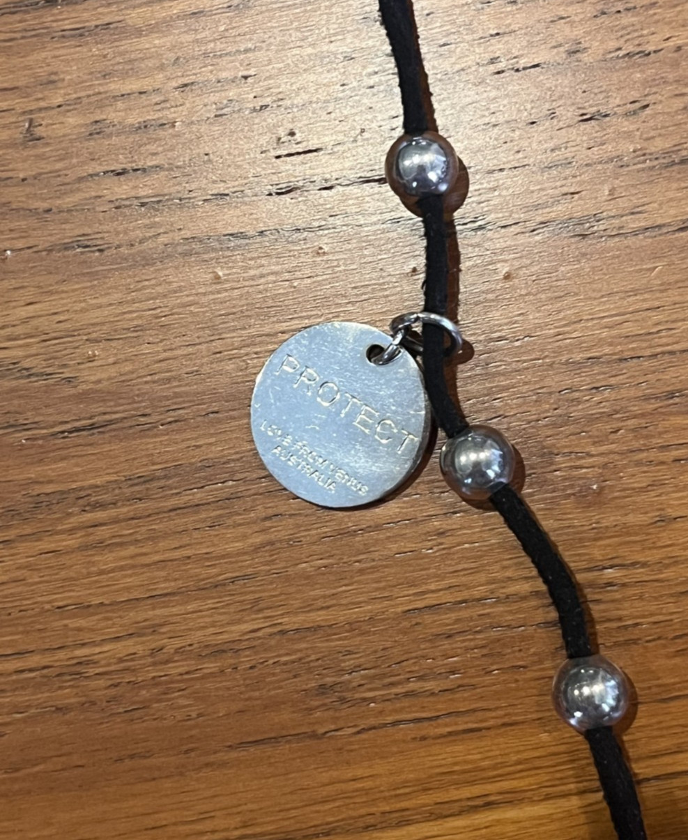 Vintage Love From Venus Australia Leather/Silver Plate Lariat Necklace
