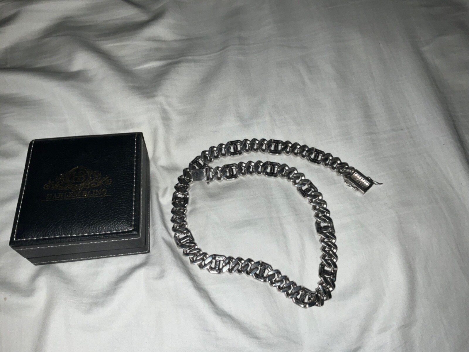 Silver Cuban Chain Cz 22 Inches