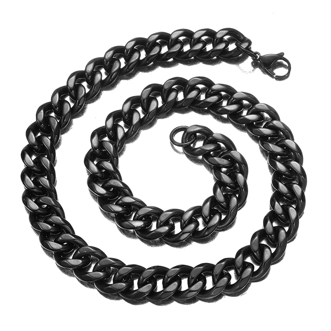 8-19mm Top Quality Black Tone Stainless Steel Cuban Curb Chain Necklace Bracelet