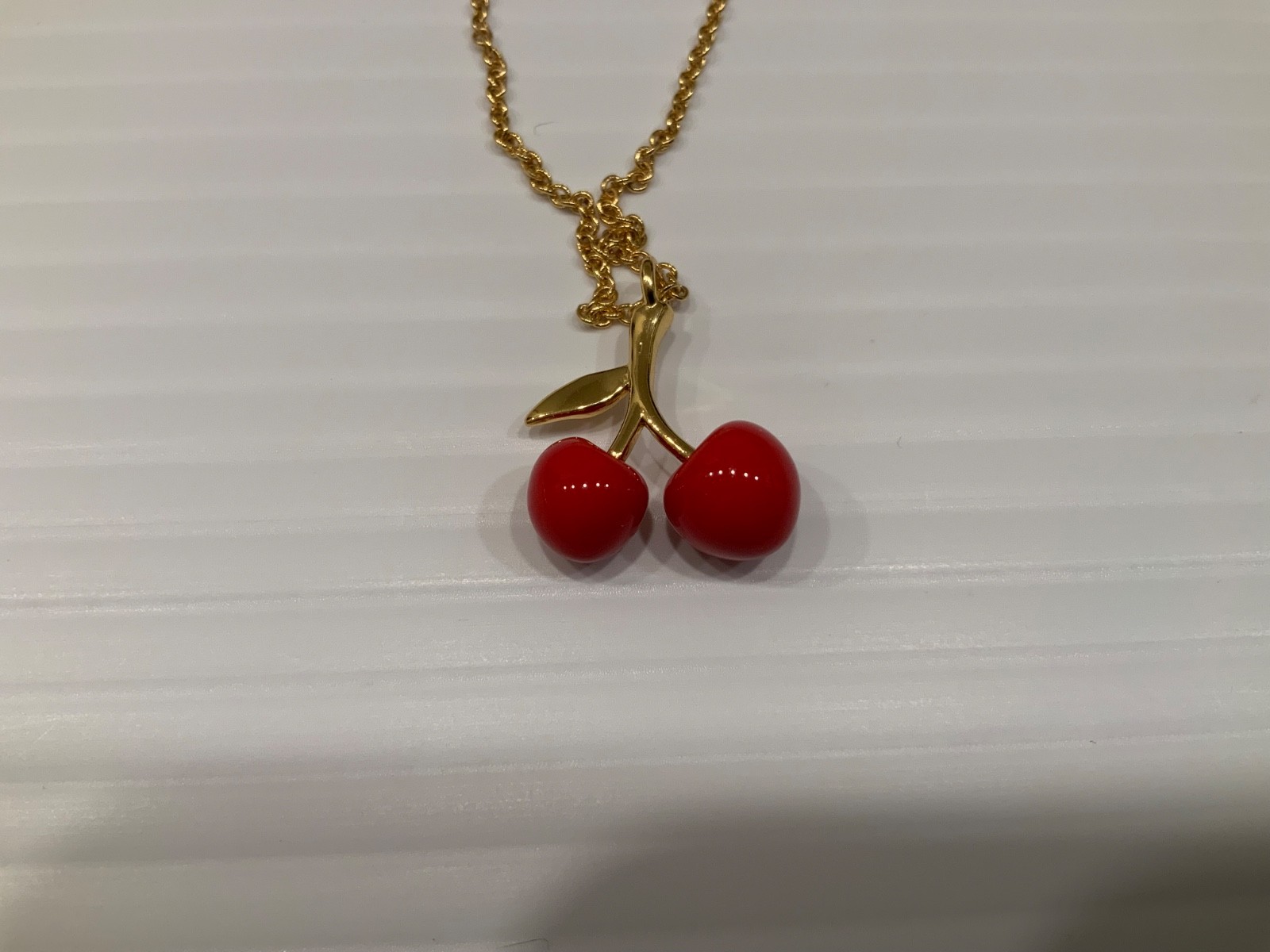 J.Crew Women’s NWT Cherry Charm Necklace With Pouch