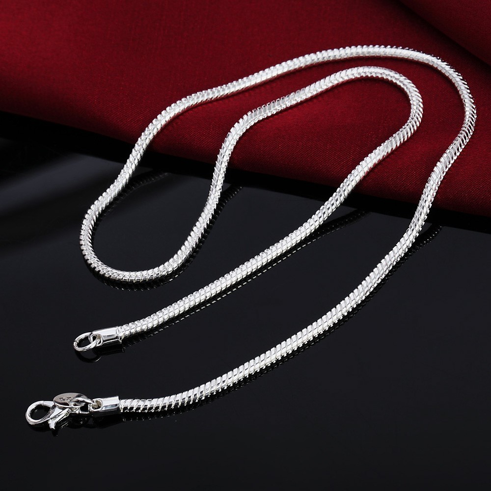 925 Sterling Solid Silver Chain Necklace Jewelry for Women Men Fashion Gift