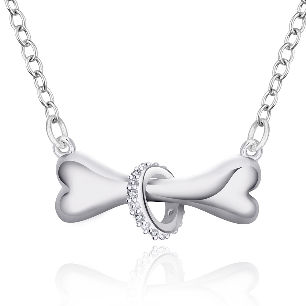 Elegant 925 Sterling Silver Filled SF Bone CZ Pendant Necklace N-A748