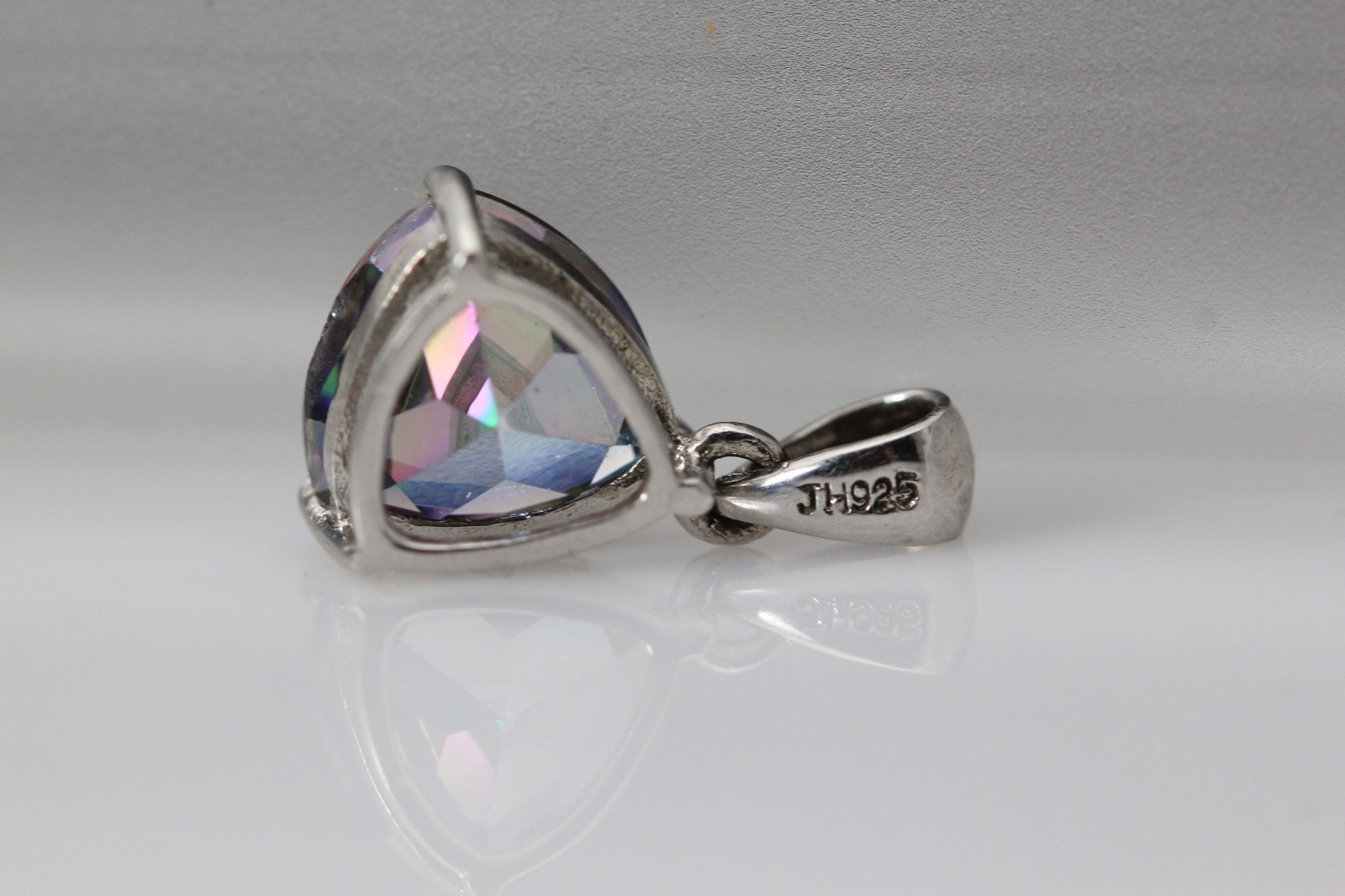 Sterling Silver 925 Small Trillion Mystic Topaz Pendant 1.5 Grams (PEN10373)