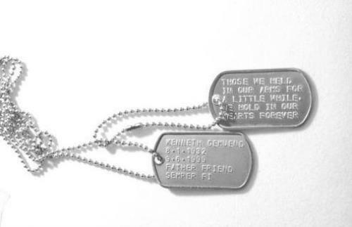 EMBOSSED STAMPED GENUINE MILITARY DOG TAGS, MADE ON MILITARY MACHINE–CUSTOM, ME