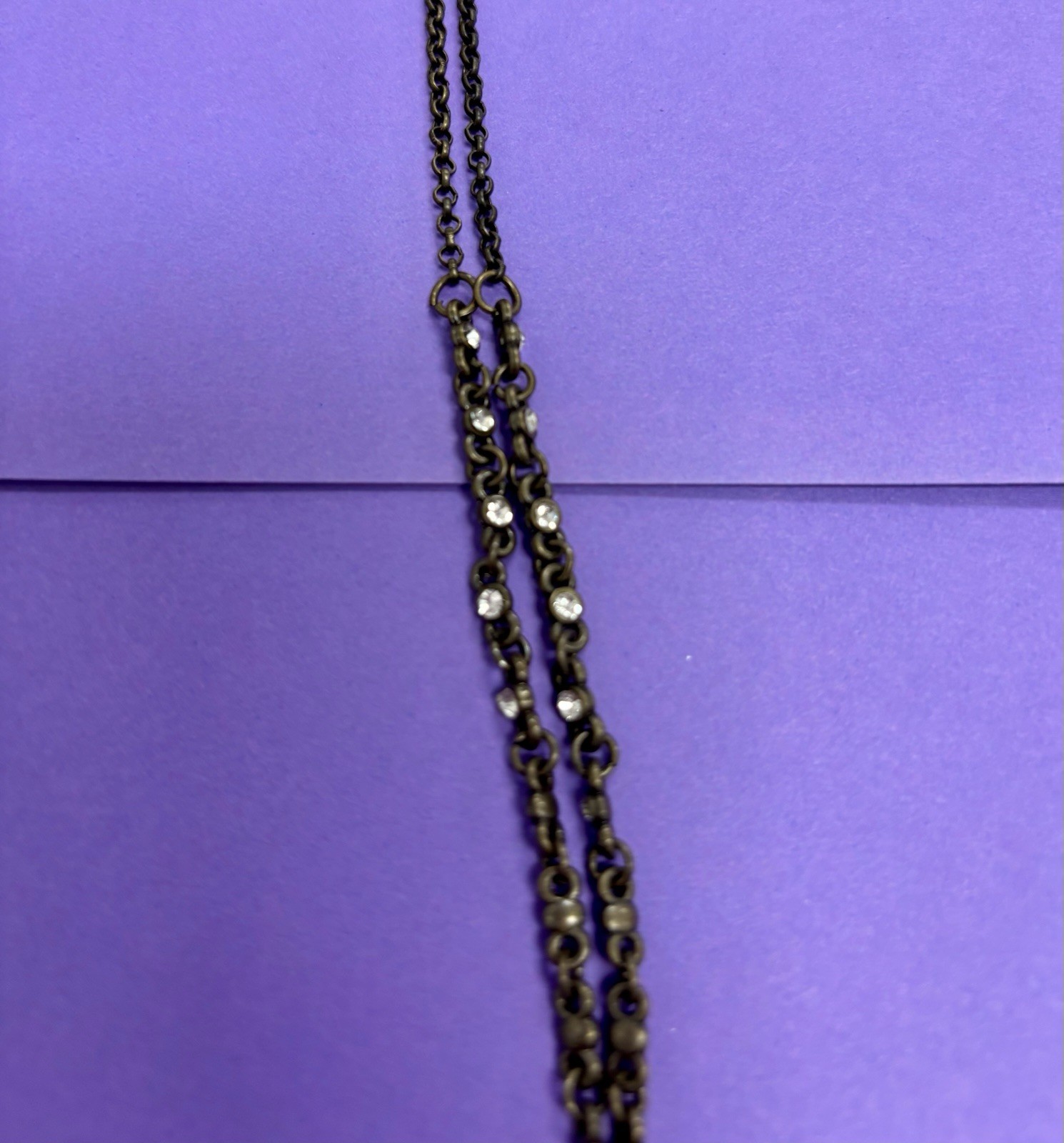 Plunder Crystal Pendant Necklace Teardrop Bronze Cable Chain Lobster (AW46)
