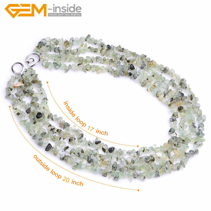 Assorted Gemstone Multi-Strand Chips Quartz Cluster Necklace 17-20″ Women Gift