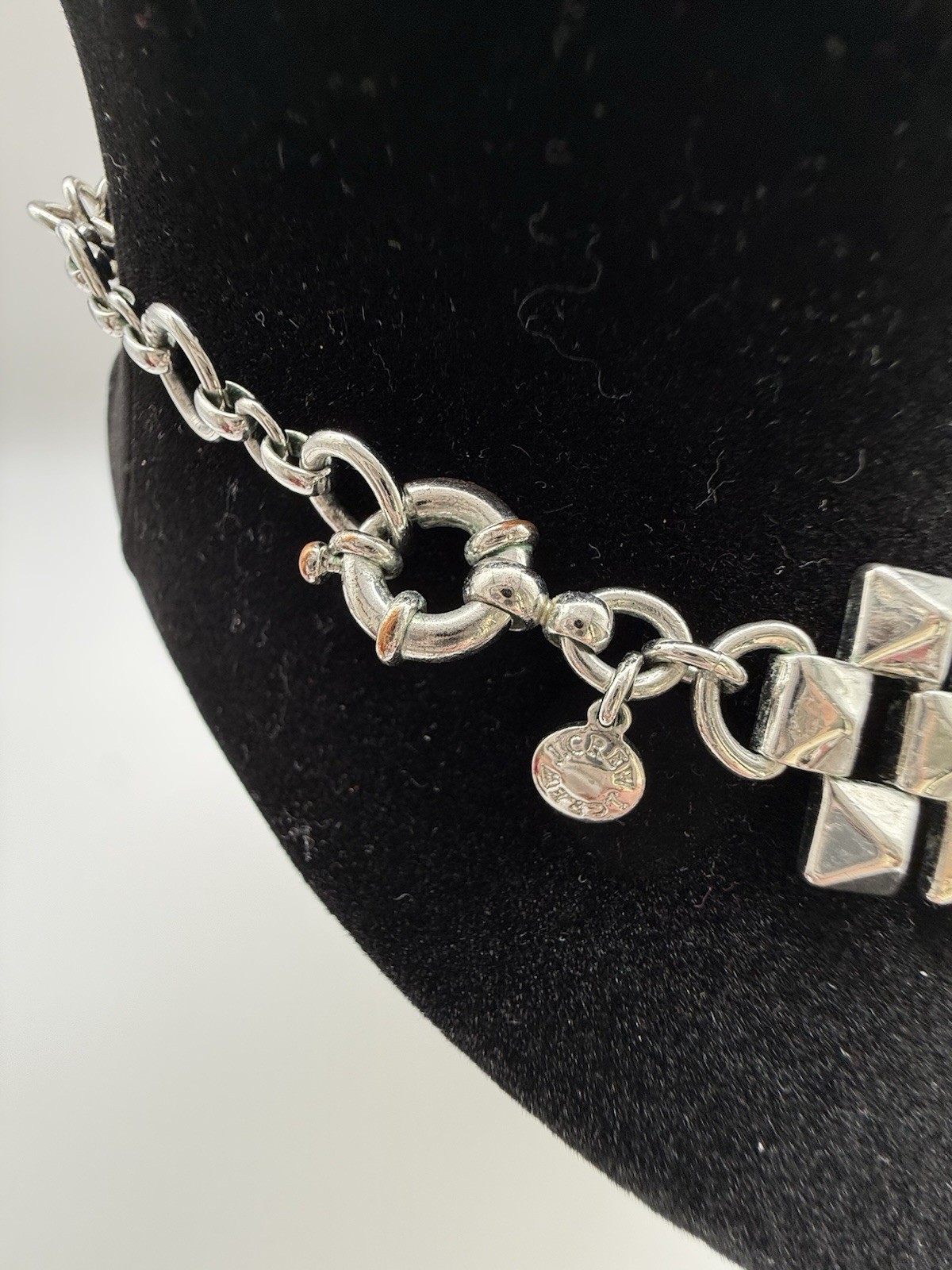 J.Crew Crystal Grid Chain Statement Necklace Iridescent Silver Rhodium Plated