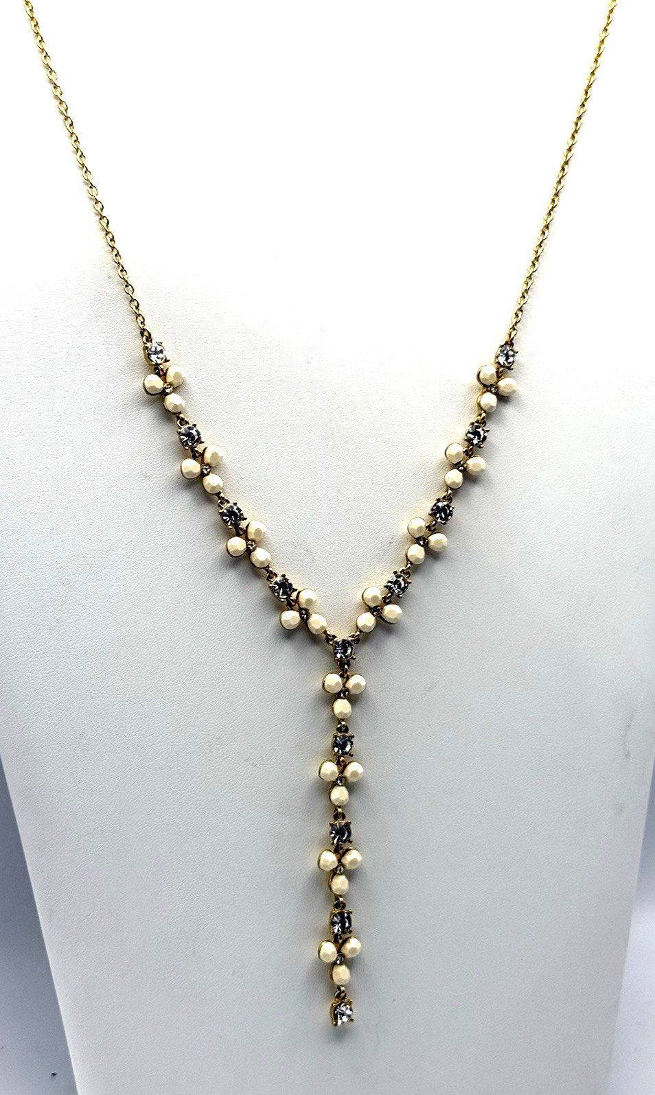 NWT J. Crew 25″ Crystal Clover Y Drop Necklace