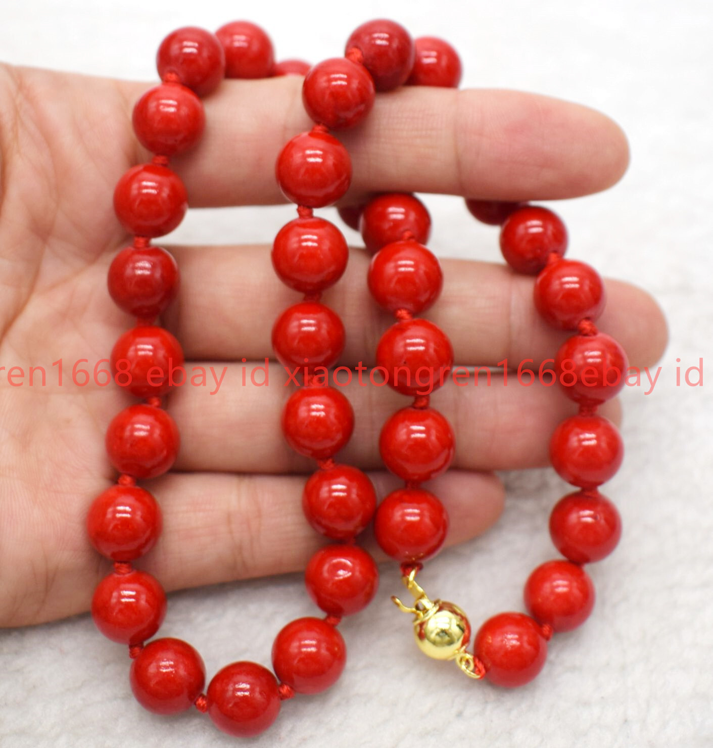 New Pretty Fashion 6/8/10/12mm Red Coral Gemstone Round Beads Necklace 16-24in
