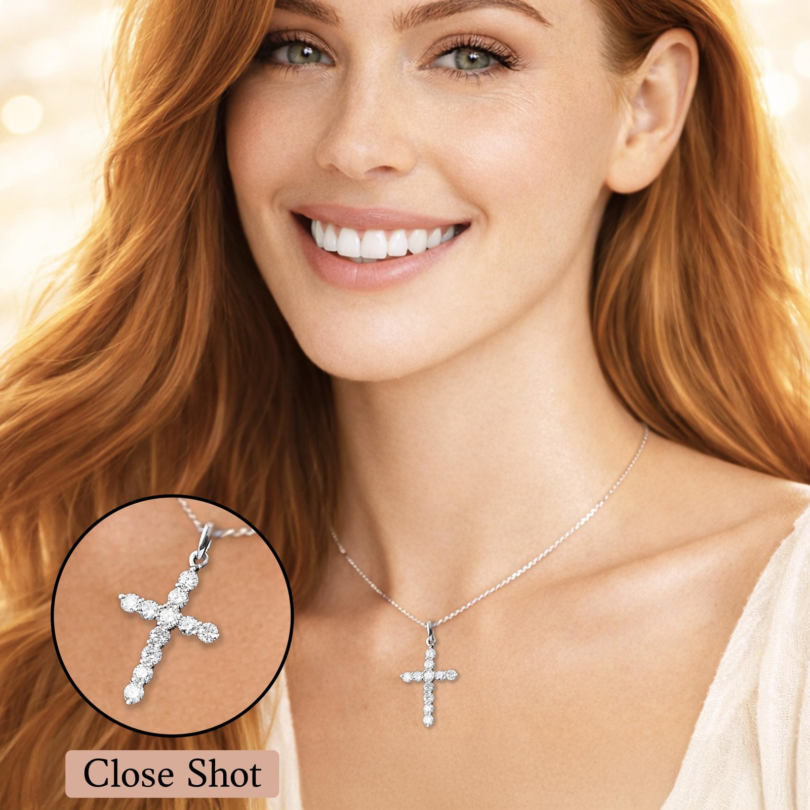 ** NEW Lab Grown Diamond Cross Pendant Necklace | 0.50 CTW | G-H SI | 20″ Chain
