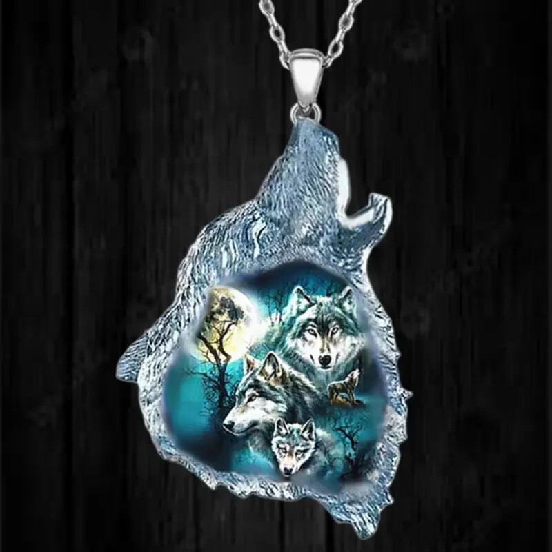 Beautiful Inner Wolf On Howling Wolf Pendant & 17″ Necklace! FREE SHIP IN USA