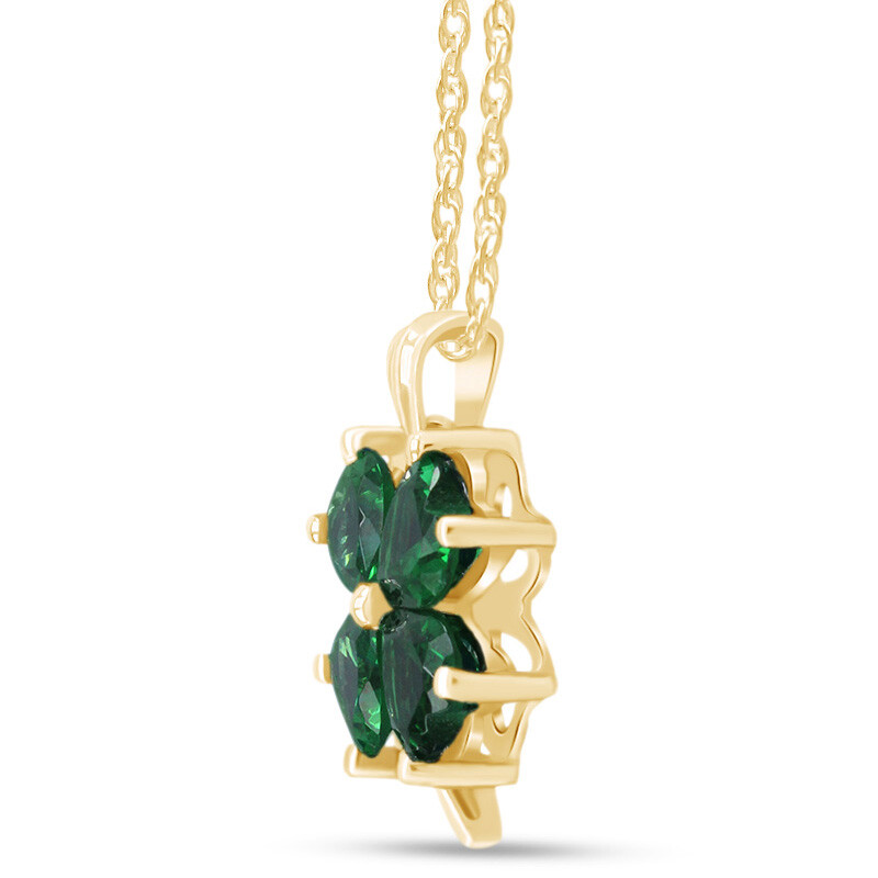 Four-Leaf Clover Pendant Necklace 18″ 14K Yellow Gold Plated Sterling Silver