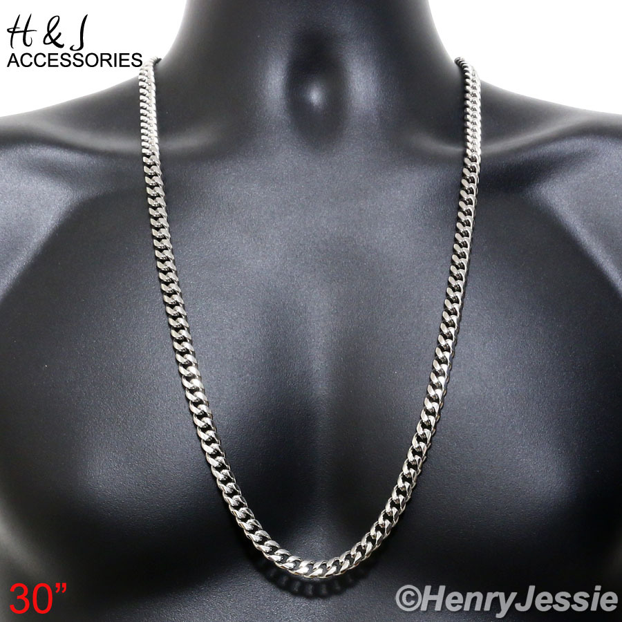 18-40″MEN 316 L Stainless Steel 7mm Silver Miami Cuban Curb Chain Necklace*N154