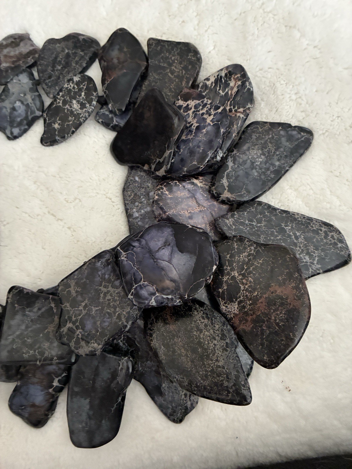 NEST Designer Black Jasper Slab Chunky Runway Statement Necklace