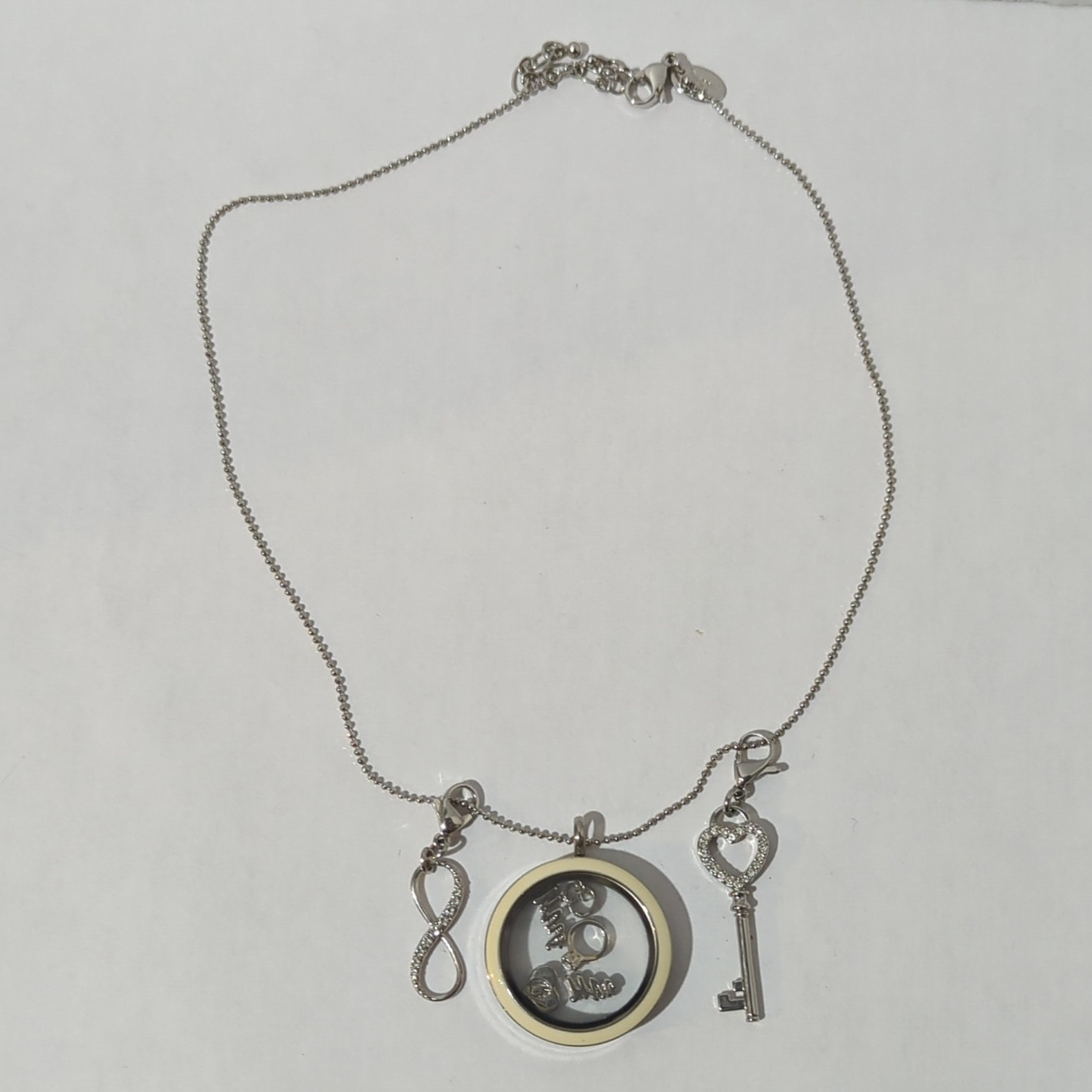 Origami Owl Wedding Locket Set: Cream Face, 2 Dangles & 5 Floating Charms