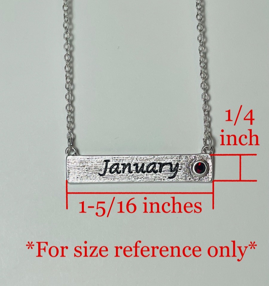 Personalized May Birthstone Necklace Bar Pendant Dainty Silver Plated