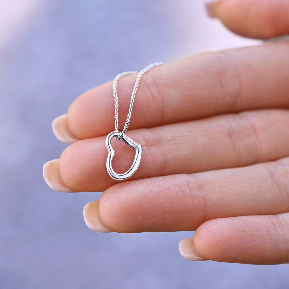 18K Yellow Gold Delicate Heart Necklace with LED Lighted Gift Box