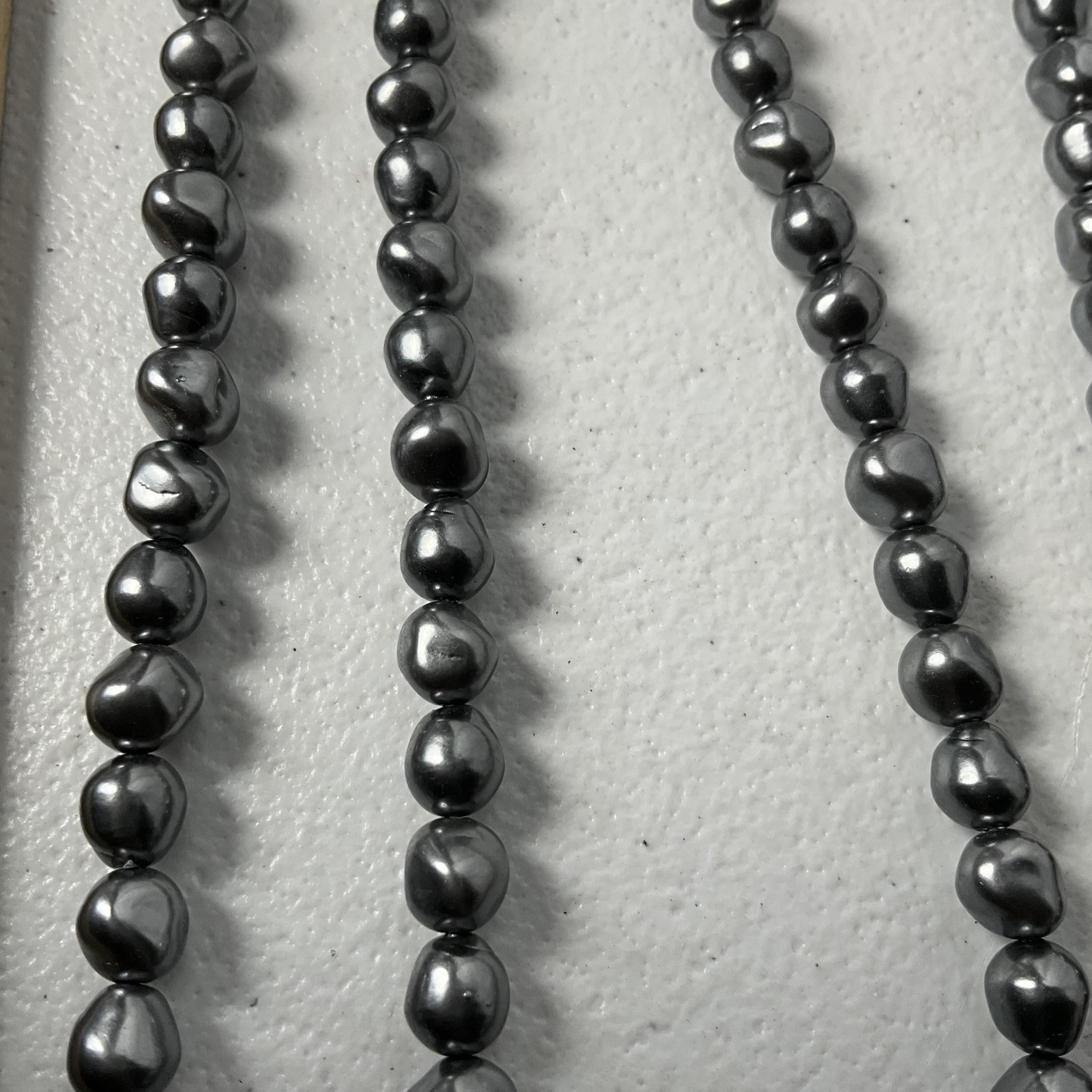 Long Dark Grey Black Freshwater Pearl Necklace Opera Length Strand Fashion
