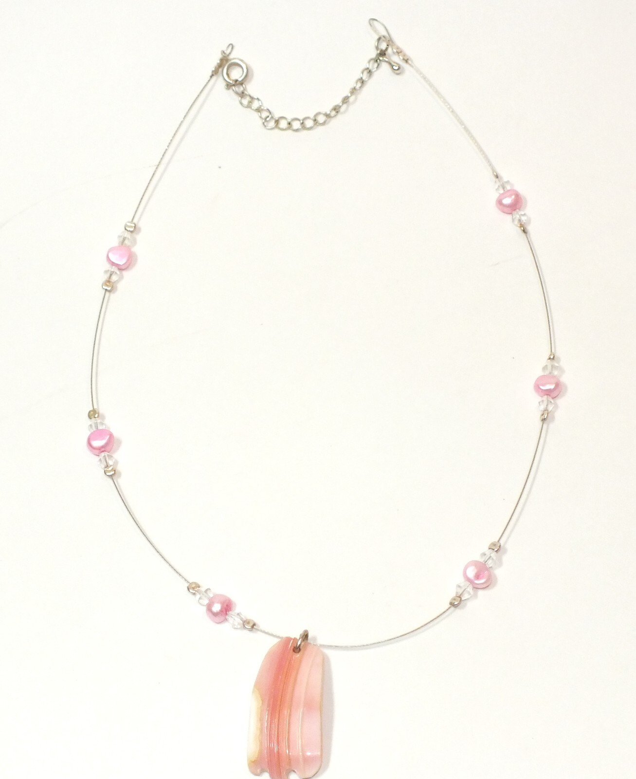 Conch Shell Pendant Necklace Pink Pearls Bahamas Souvenir Vacation Jewelry J40