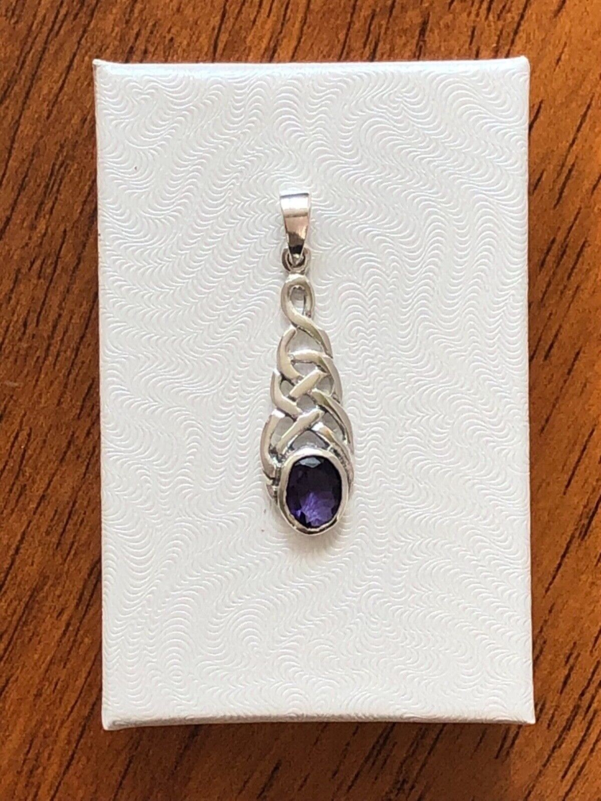 925 Sterling Silver Celtic Knot Purple CZ Pendant Women 26mm(1.02″)/34mm(1.34″)