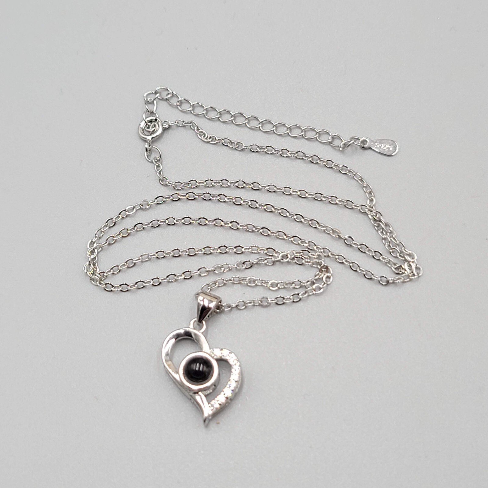 I LOVE YOU in 100 languages Heart Pendant Necklace Valentines Day Silver tone