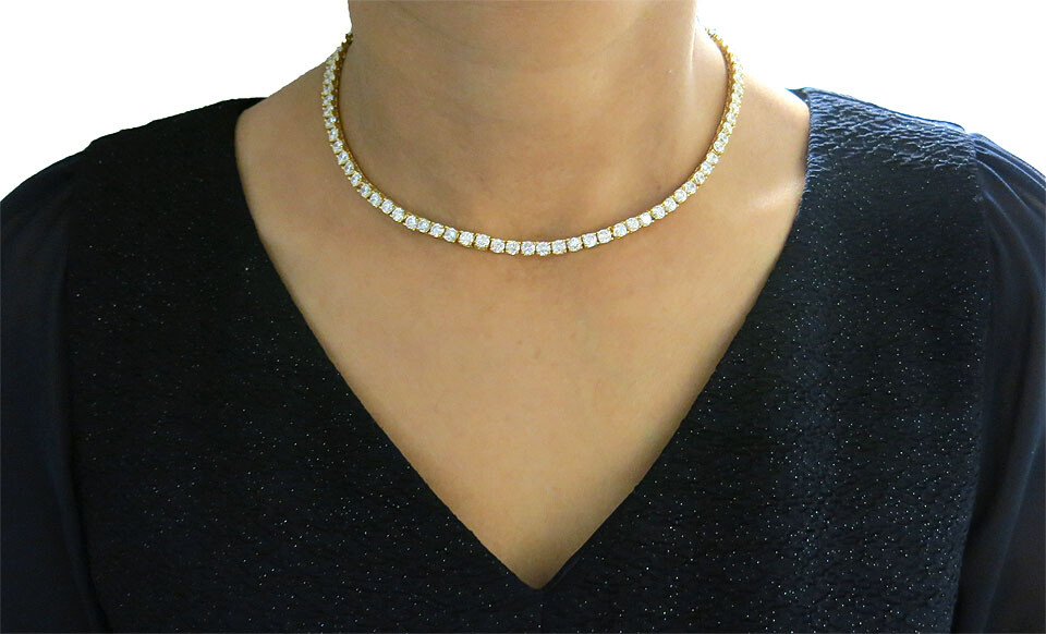 Women’s 18k White Gold Plated CZ 4MM Round Cut Tennis Necklace 18″ – 3 Colors