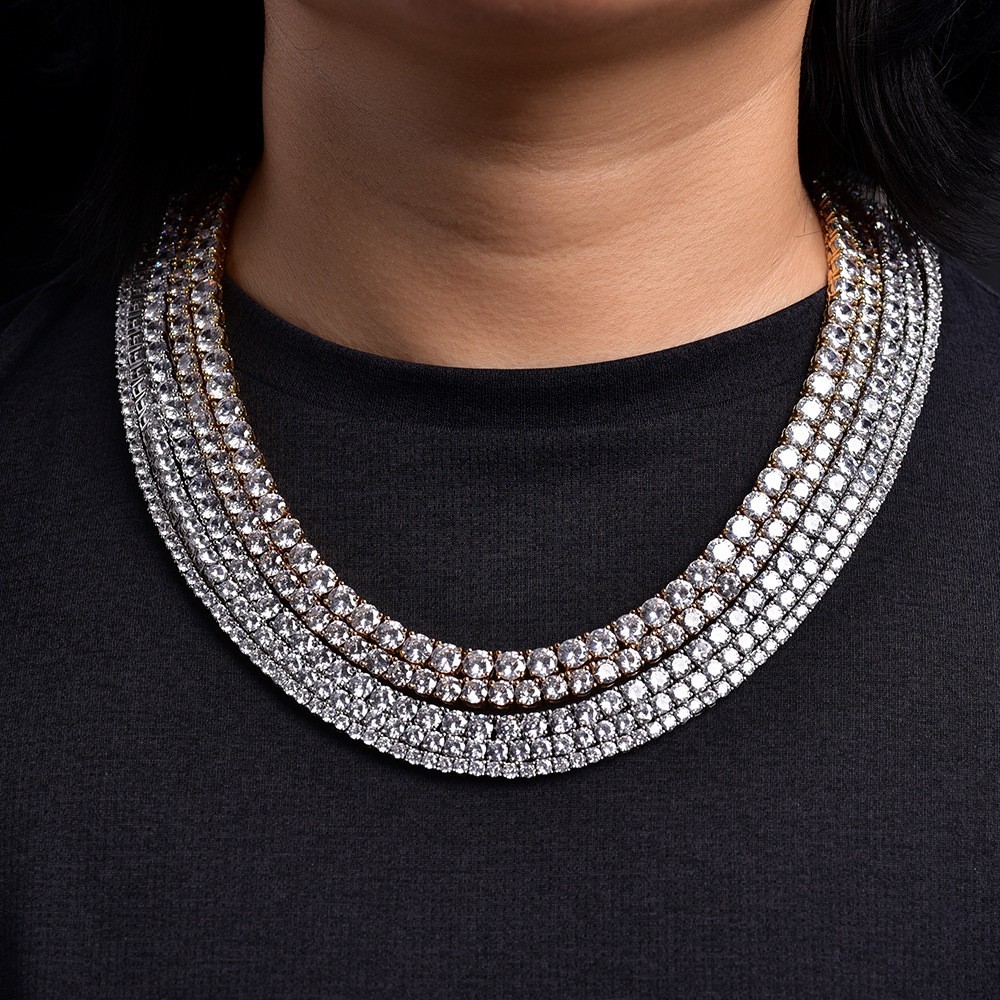 Women Men Iced Out Bling Tennis Necklaces Pendant Hip Hop CZ Zircons 3/4/5/6MM
