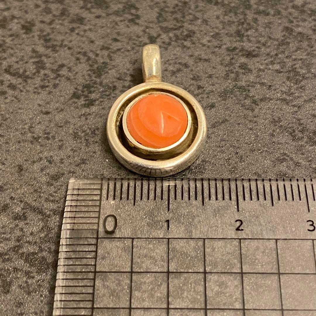 Vintage Silver Pendant Top, 925 Sterling Silver, Coral-Like Orange Natural Stone