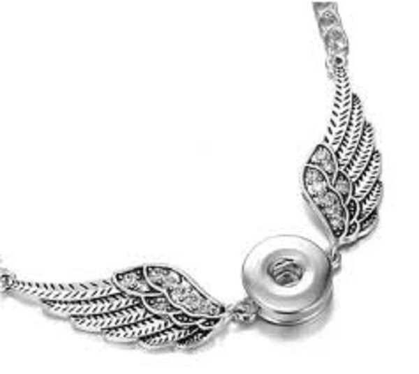 Snap Jewelry Necklace Angel Wing Rhinestone fits 18-20mm Ginger Style Charm 24″