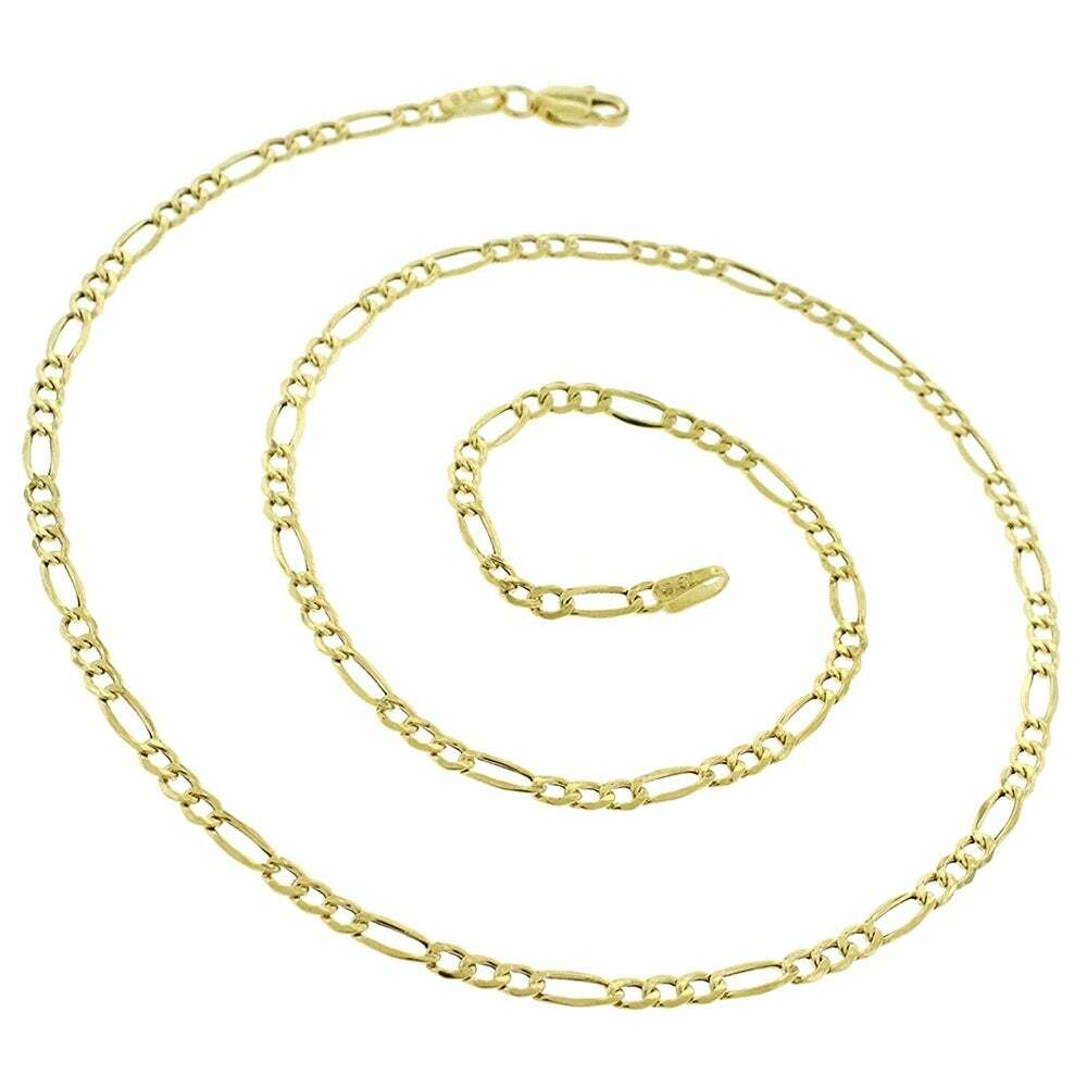 Genuine 18K Gold Filled 16″/18/20/22/24/30″ 2mm Thin Figaro Chain Necklace A139G