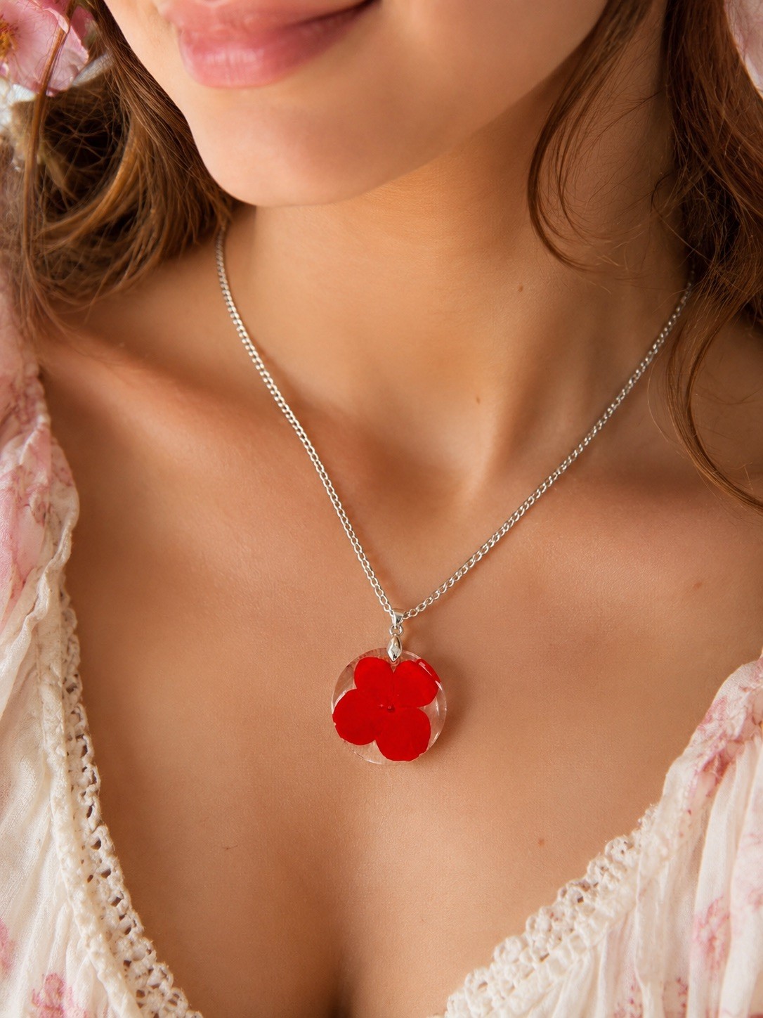 Pressed Flowers Pendant Resin Necklace Pressed Flower Pendant Pressed Flower