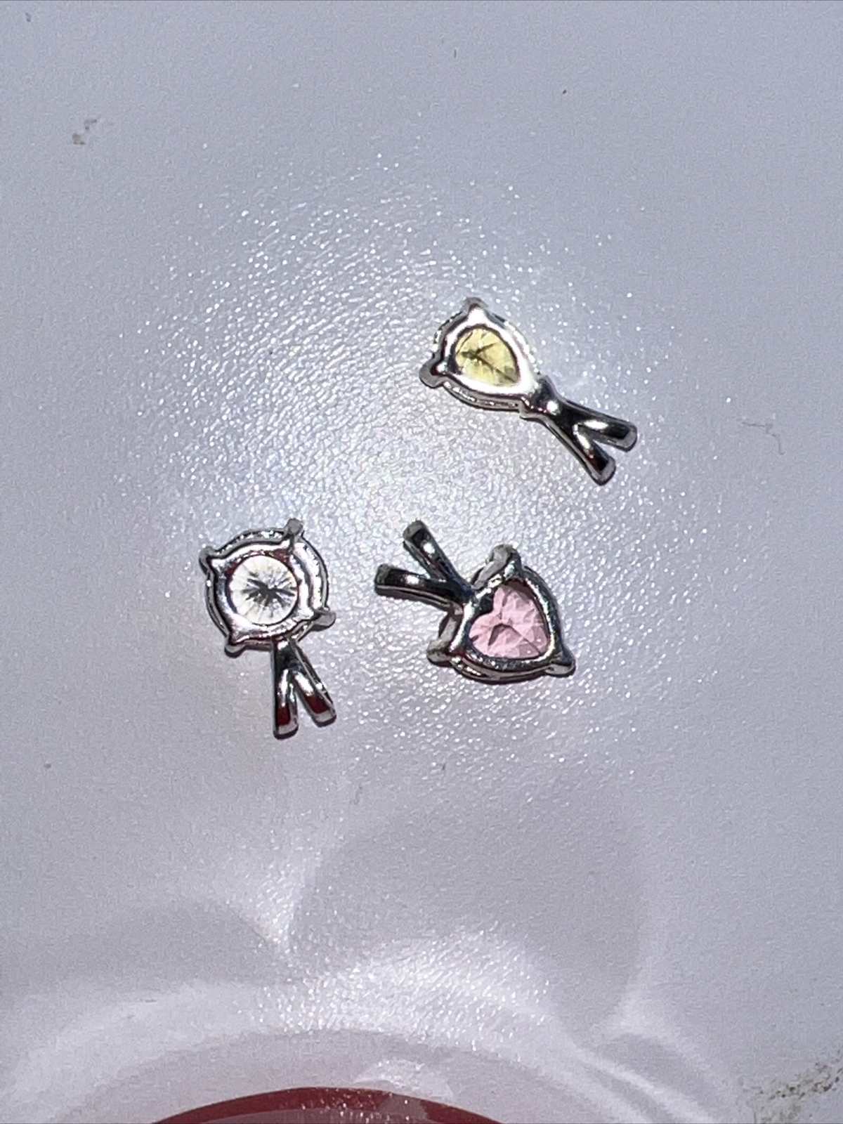 3 Pendent Lot Necklace Bracelet Charm Yellow Pink Colorless Clear
