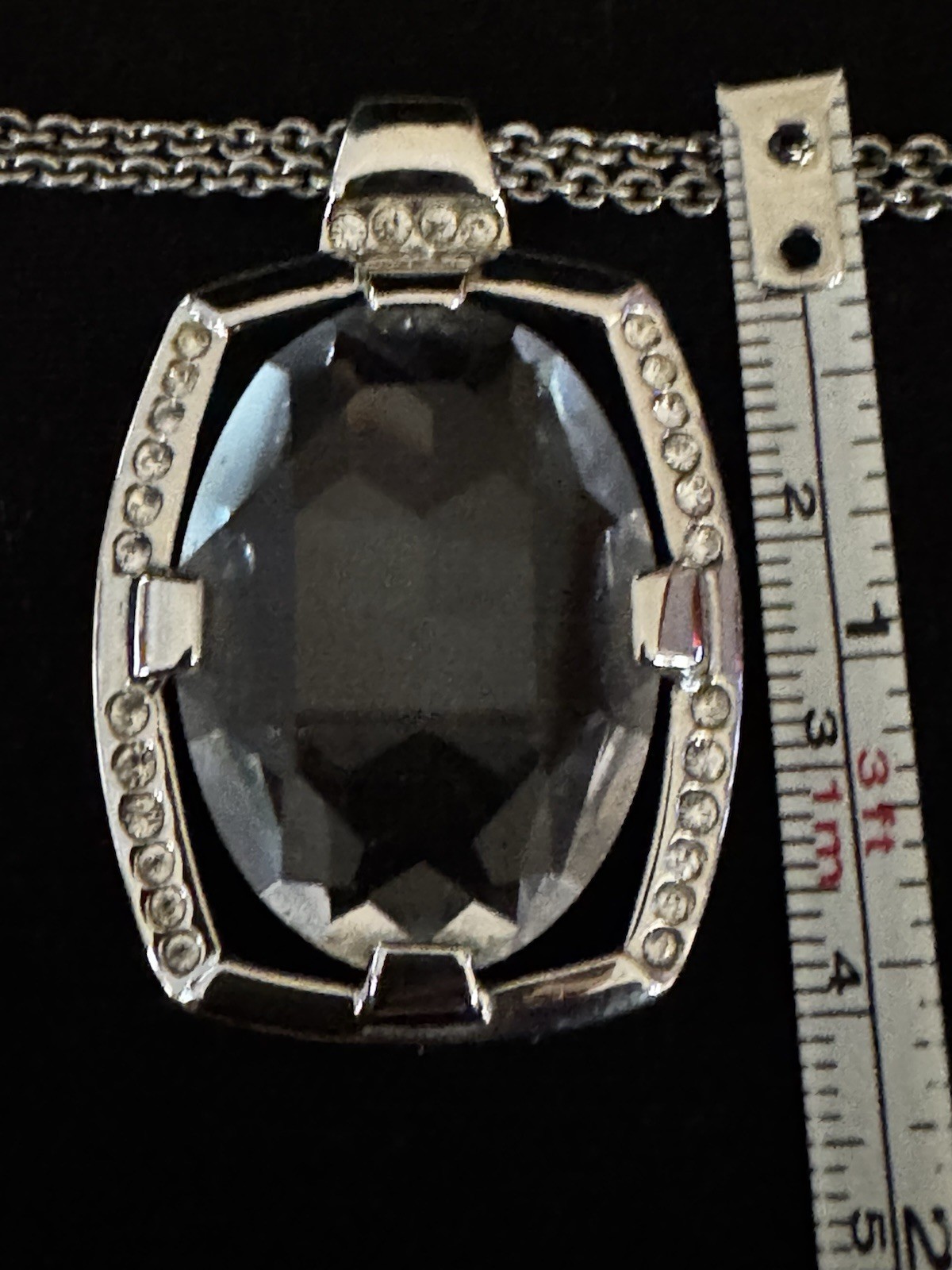 Swarovski Necklace Rhodium Finish With Swan Logo