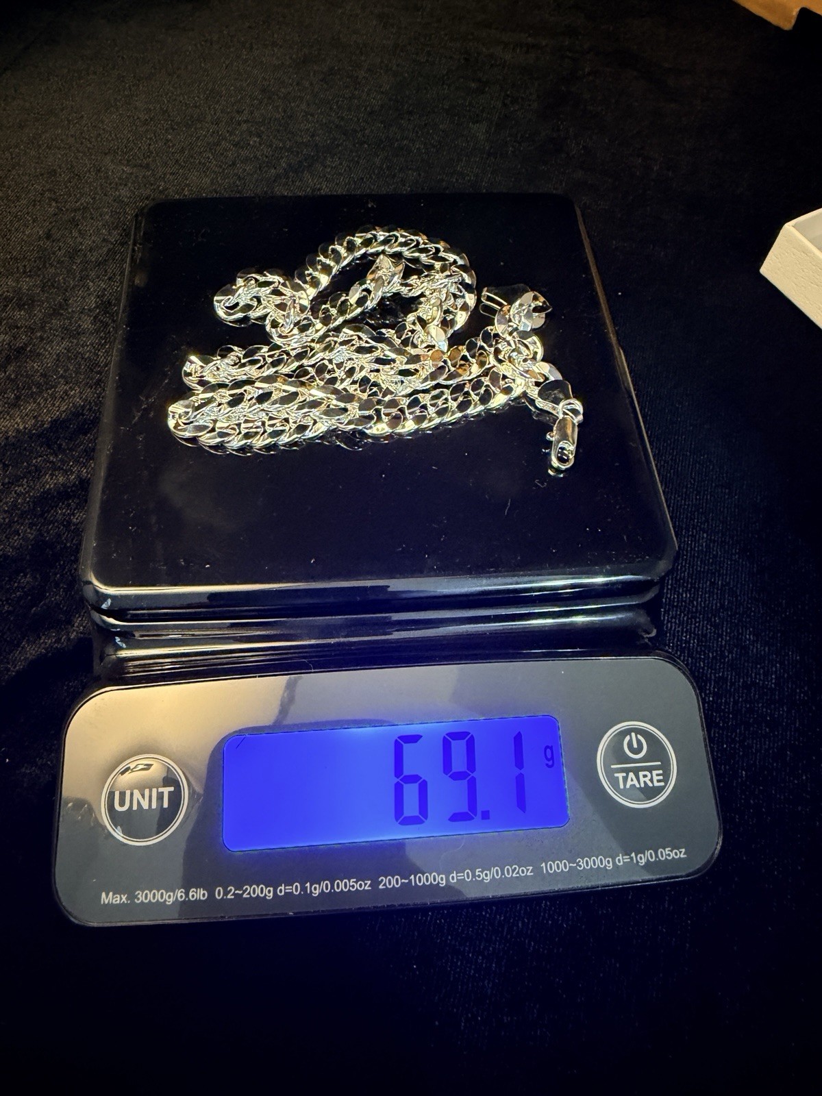 BEAUTIFUL Stamped 925 Sterling Silver Concave Cuban Necklace. 24in 8MM. 69g