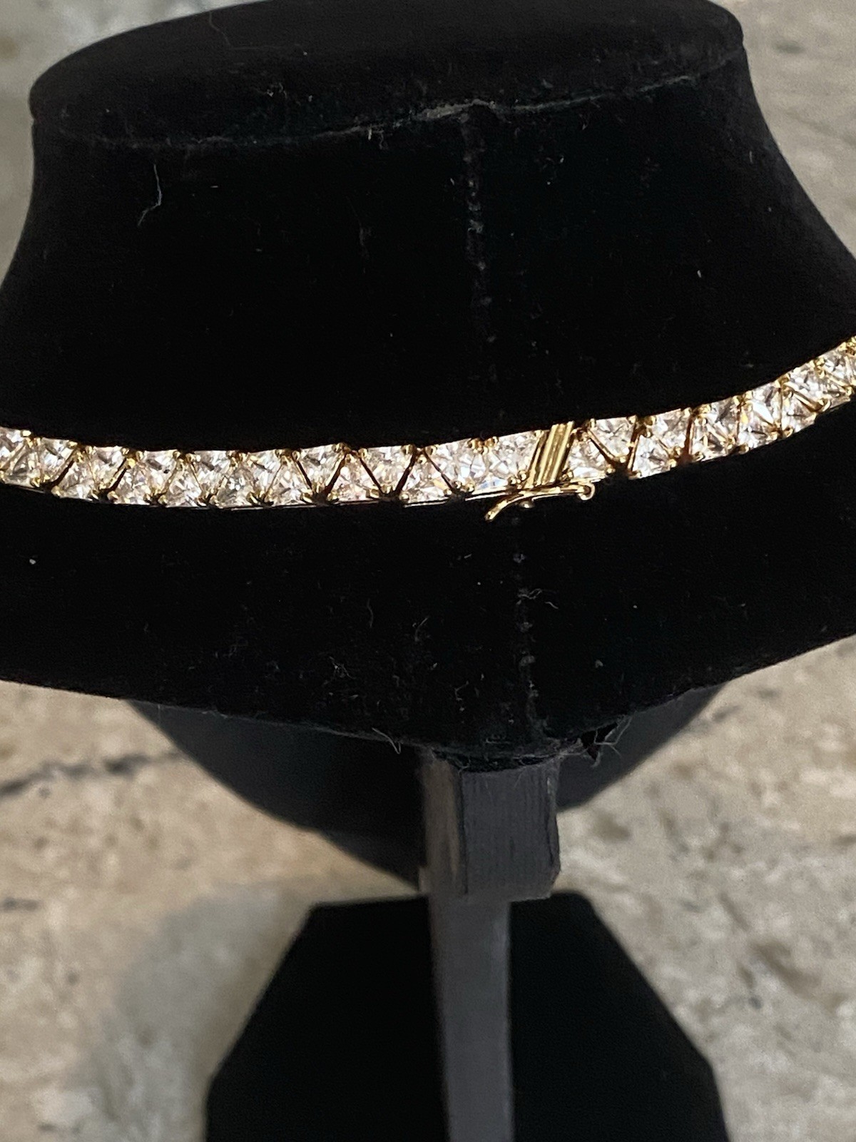 Gold Vermeil 925 Trillion Cut Cubic Zirconia Necklace 16.75″ Length