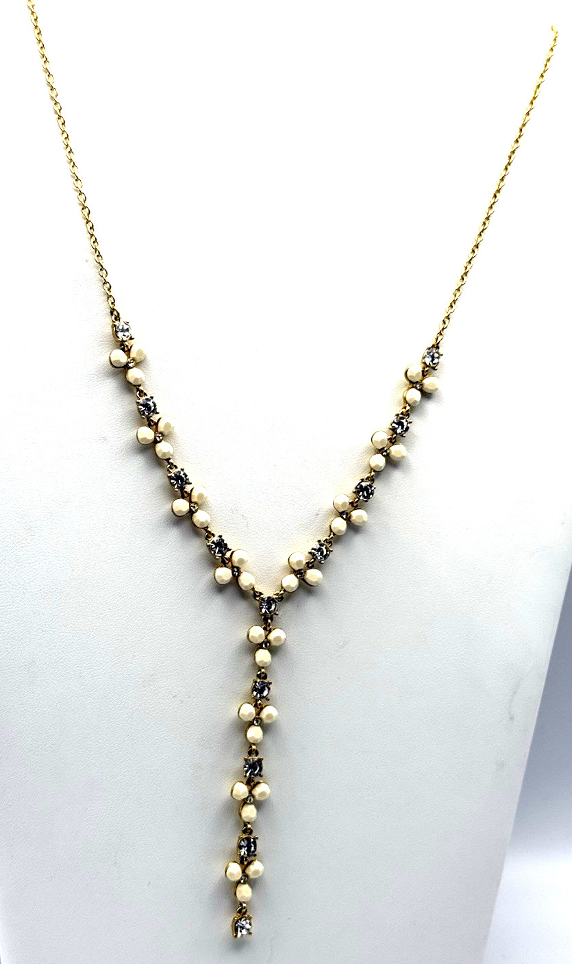 NWT J. Crew 25″ Crystal Clover Y Drop Necklace