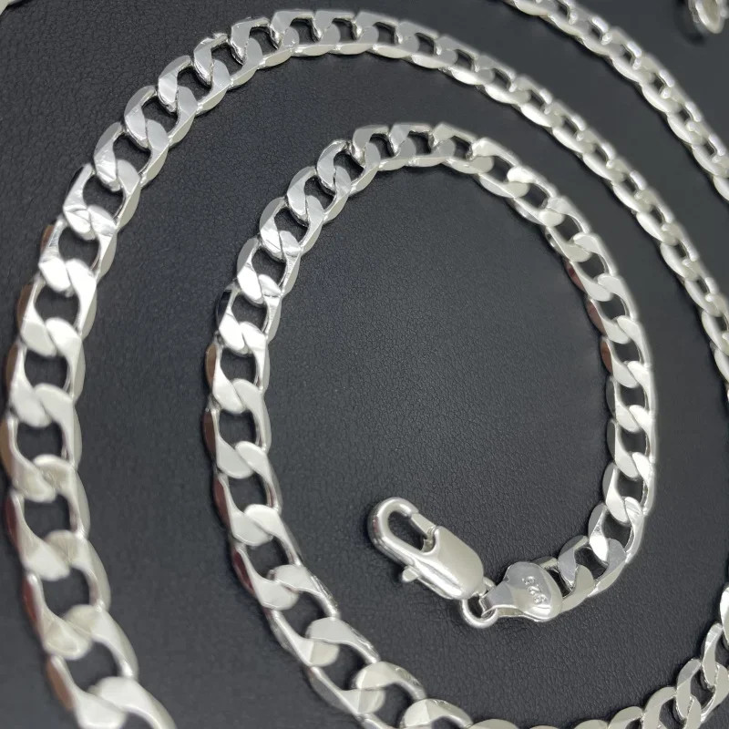 Mens 925 Sterling Silver Necklace 2/4/6/8/10/12MM 40-75cm Chain Necklace