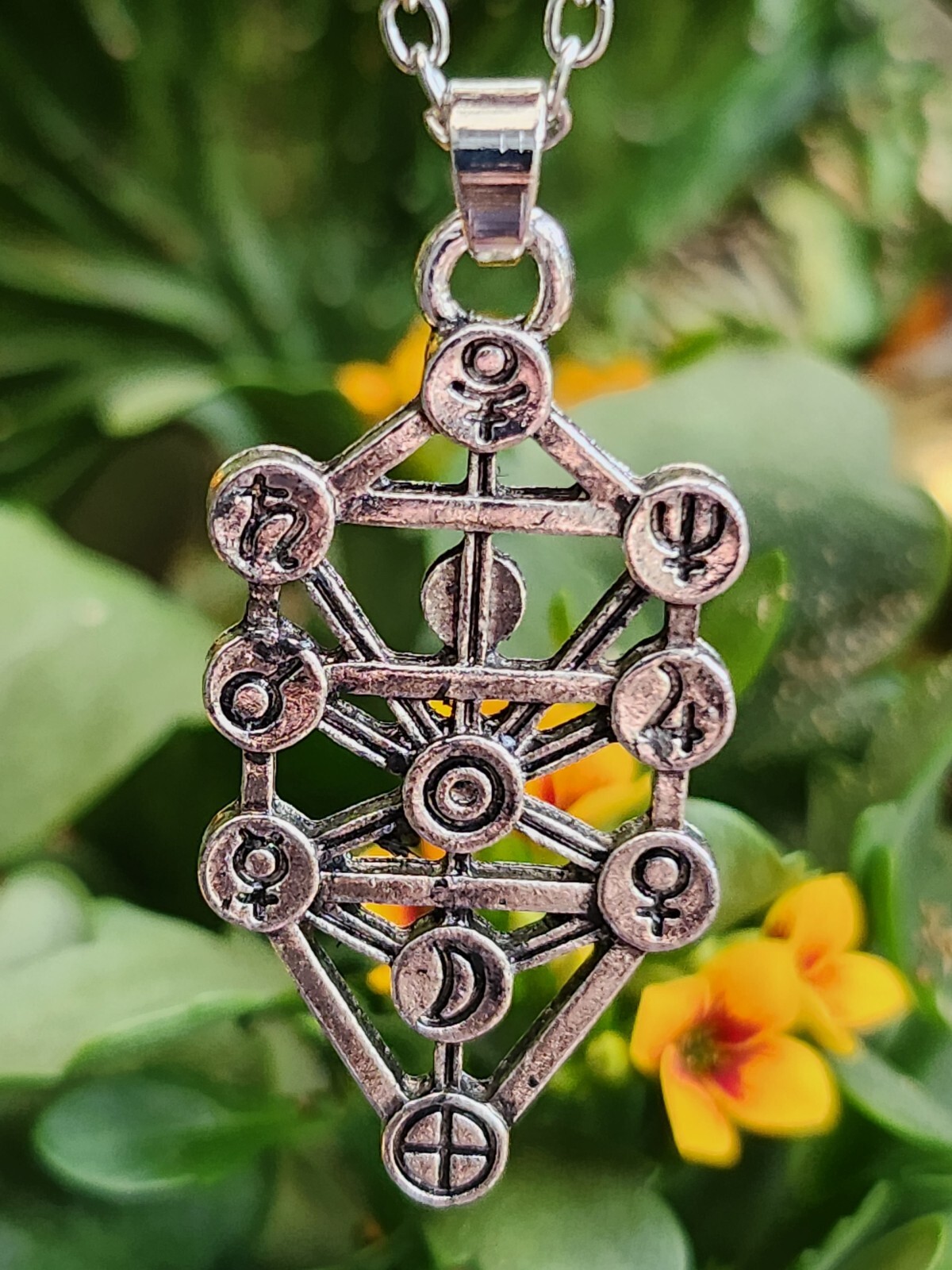 Tree of Life Kabbalah Pendant Necklace Geometric Silver Jewish Sefirot Jewellery