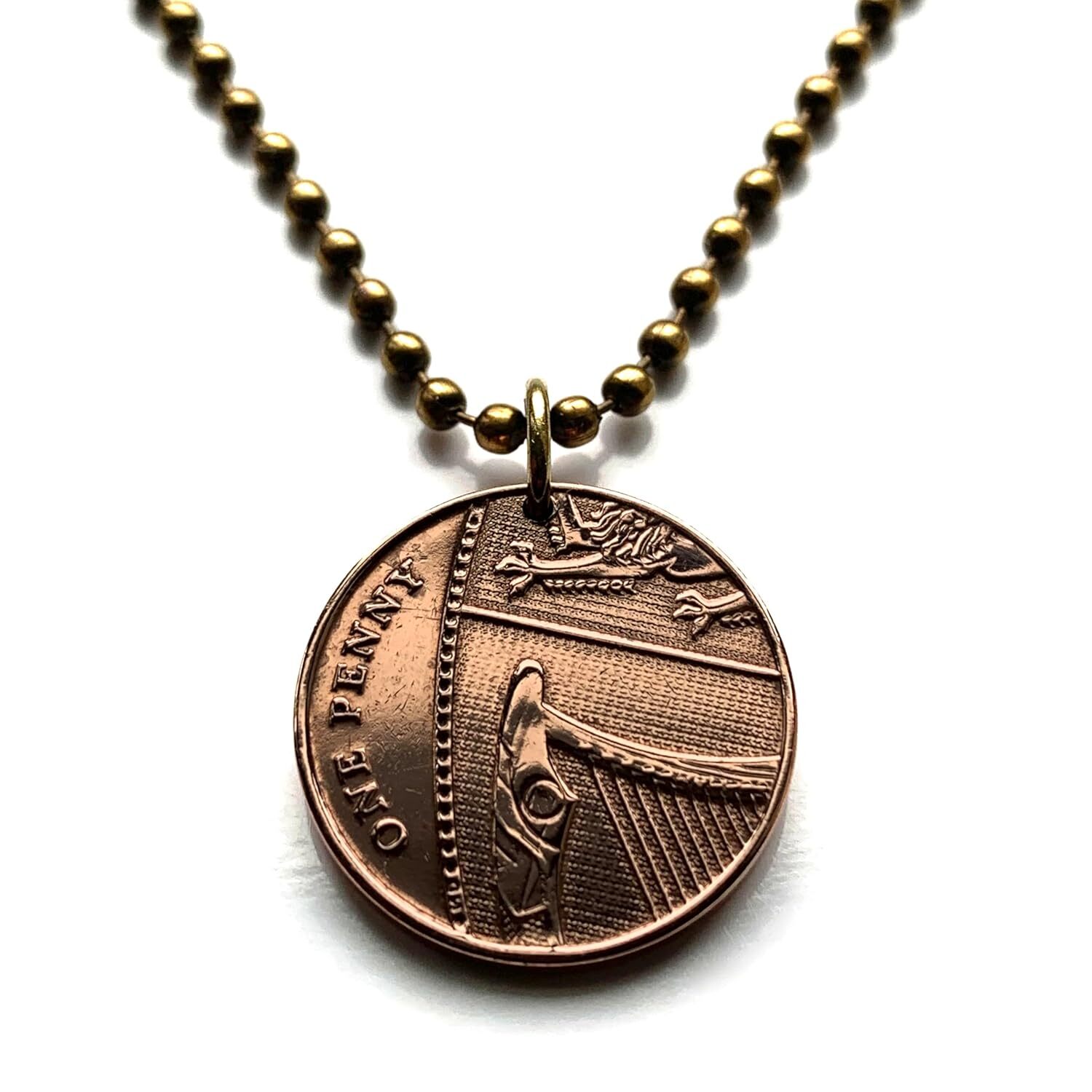 2012 United Kingdom coin pendant Irish harp English lions Belfast London 000598