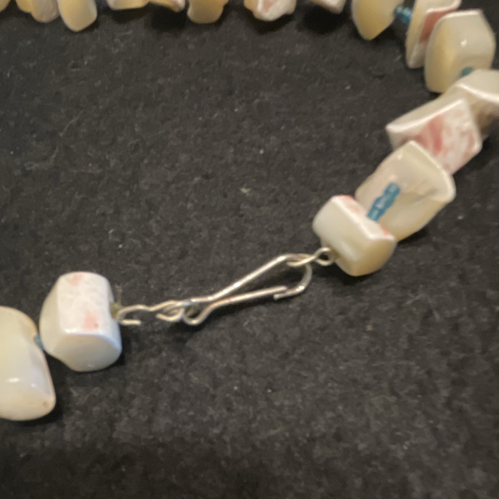 White Chunky Bone/Shell Chip Necklace Beachy 30”