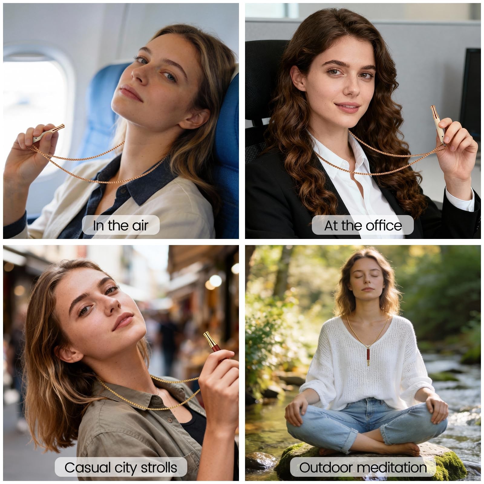 Adjustable Breathing Necklace for Stress Relief – Air Outlet Device for Adults,