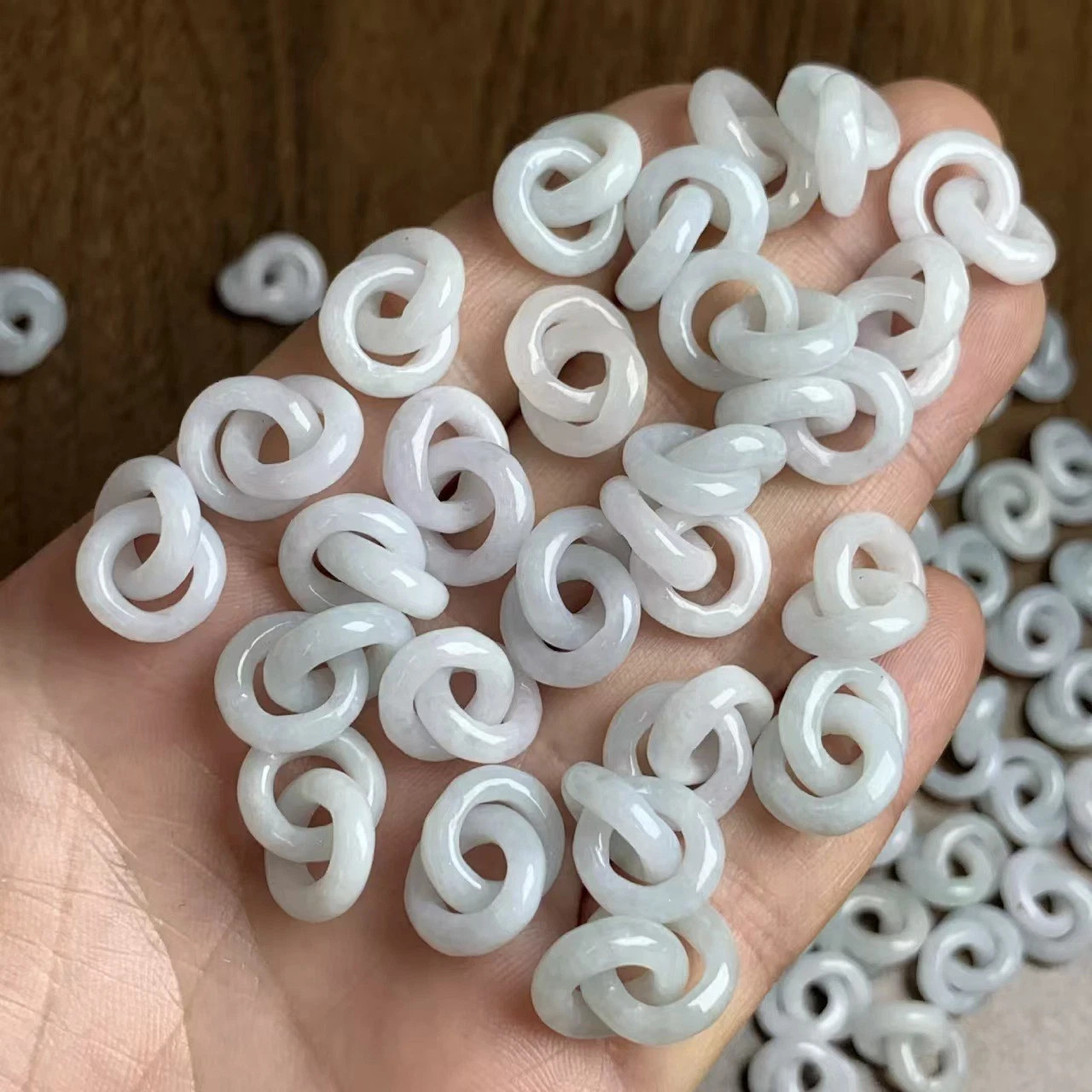 2pcs Real Grade A Natural Jade Jadeite Women Men Circle Beads Diy Pendant