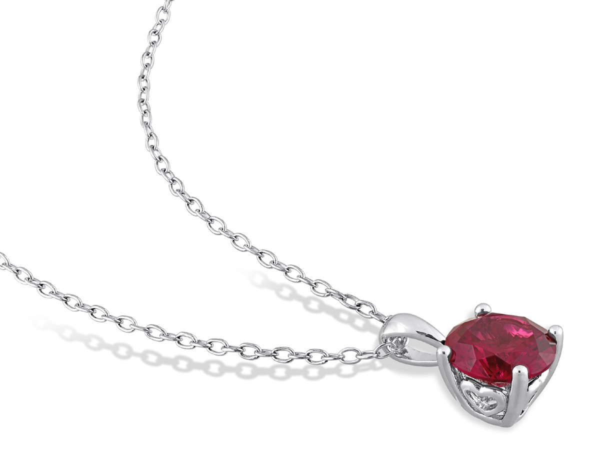 2.40 Carat (ctw) Lab-Created Ruby Solitaire Pendant Sterling Silver with Chain