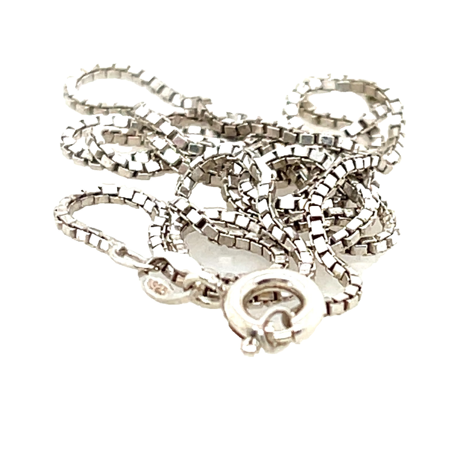 Sterling Silver Venetian Box Chain Necklace – 46cm – 3.25g – Stamped 925