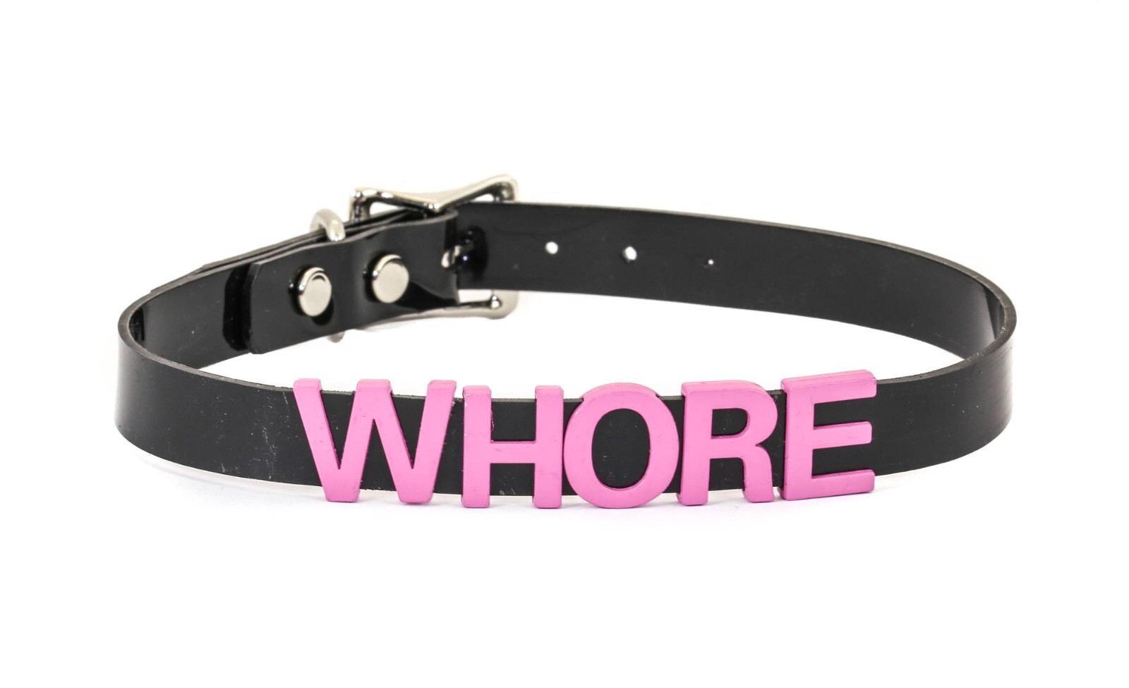 Black Vinyl Slave Name PVC Pink Bdsm-Choker-Slut-Collar-Choker-Adult-Kinky