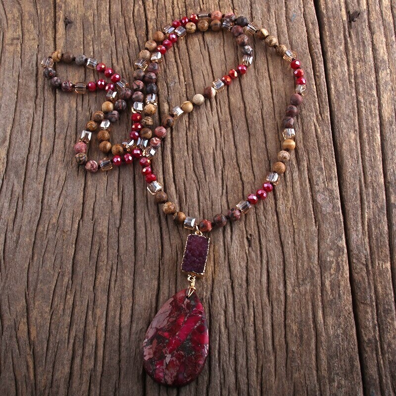 Fashion Jewelry Natural Random Shape Stones Semi Precious Pendant Necklaces