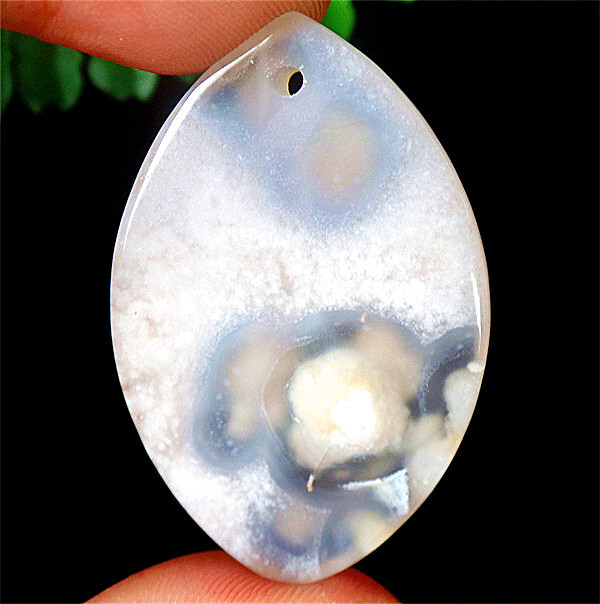 47x31x7mm Natural Cherry Blossom Agate Healing Marquise Pendant Bead DY2184