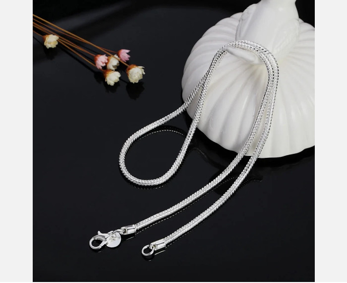 925 Sterling Silver Solid Snake Chain Necklace For Men Women