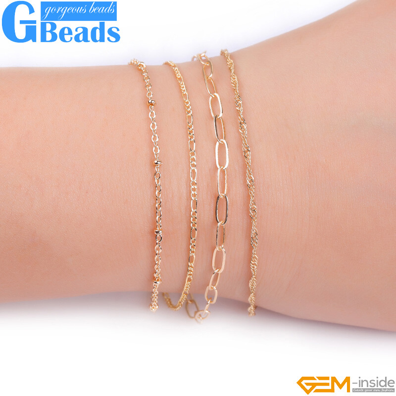 39.3inch Brass 14K Gold Filled Women Cable Chains for Necklace Jewelry Making